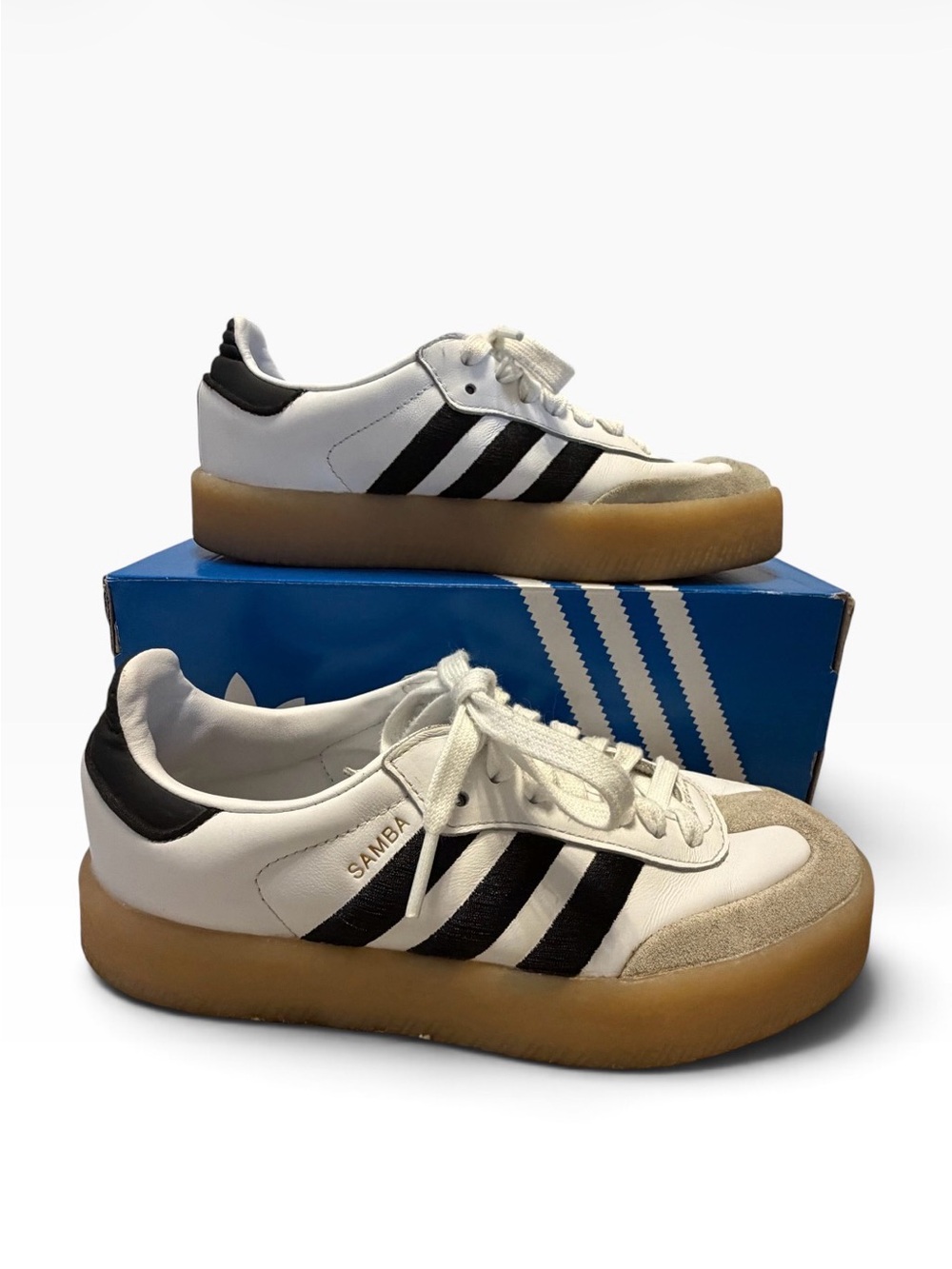 adidas Samba Sneakers in White, Black and Gum - Picture 3 of 9